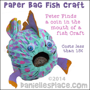 Paper Bag Fish Craft - Peter Finds a Coin in a Fishes Mouth Bible Craft for Sunday School from www.daniellesplace.com