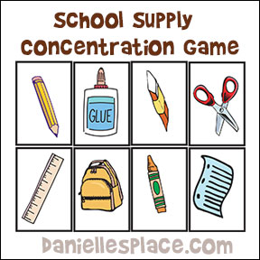 School supply concentratoin game from www.daniellesplace.com