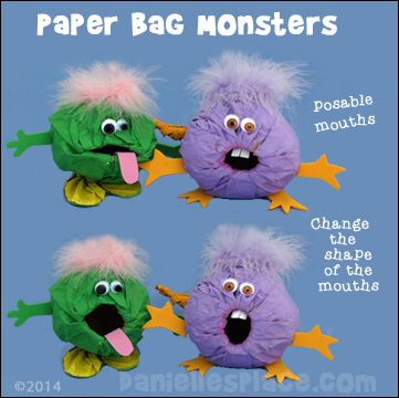Paper Bag Monster Crafts for Kids from www.daniellesplace.com ©2014