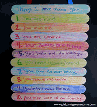 Things I Love About You Craft Stick Craft from Pink and Green Mamma Blogspot