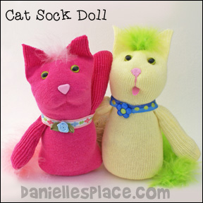 Cat Sock Dolls Craft from www.daniellesplace.com