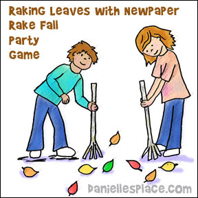 Raking Leaves Game - Review Lesson or use as a Fall Party Game from www.daniellesplace.com where learning is fun!