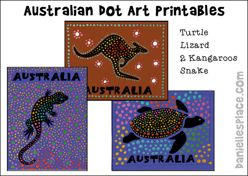 Australian Dot Art Printables for Australia Day or Australian Homeschool Unit Study