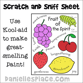 Fruit of the Spirit Craft - Scratch And Sniff Fruit of the Spirit Bible Craft for Sunday School - Great Preschool and Elementary Craft from www.daniellesplace.com