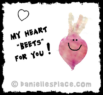 "My Heart 'Beets' for You!" Valentine's Day Card  Craft for Kids from www.daniellesplace.com - Copyright 2014