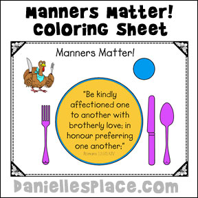 Thanksgiving Manners Sheet