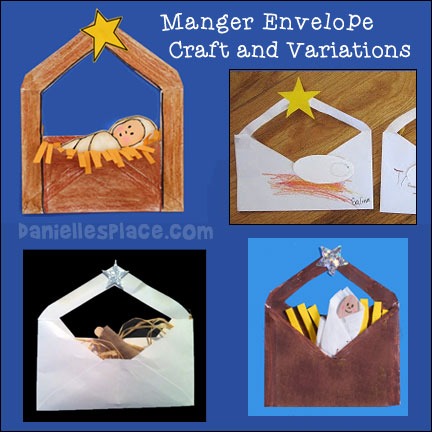 Baby Jesus in a Manger Envelope Craft with Variations from www.daniellesplace.com