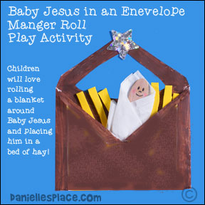 Baby Jesus in an Envelope Manger Role Play Activity for Preschool Children from www.daniellesplace.com