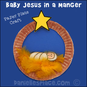 Christmas Craft - Baby Jesus in a Manger Paper Plate Craft from www.daniellelsplace.com - Copyright 2014 - Bible Craft for Preschool