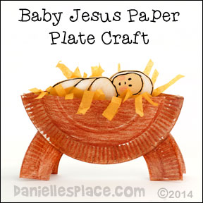 Christmas Craft - Manger Paper Plate Craft with Baby Jesus from www.daniellesplace.com