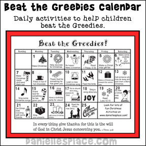 Beat the Greedie Calendar from www.daniellesplace.com