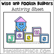 Wise and foolish builders activity sheet www.daniellesplace.com