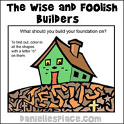 The Wise and Foolish Builders Bible Activity Sheet from www.daniellesplace.com