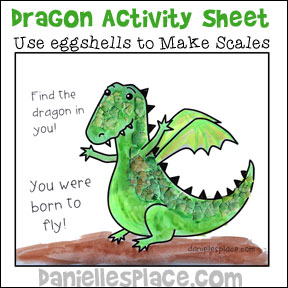 Textured Dragon Activity Sheet to go along with the book "The Crocodile that didn't Like Water" from www.daniellesplace.com