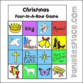 Christmas Four-in-a-Row Printable Game for Children's Ministry from www.daniellesplace.com