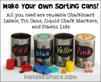 Color Sorting Cans for Preschoolers from www.daniellesplace.com