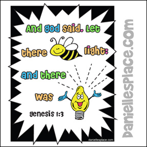 "Let there be light" Bible Verse Coloring Sheet from www.daniellesplace.com