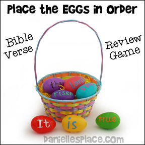 "Place the Eggs in Order" Bible Verse Review Game from www.daniellesplace.com