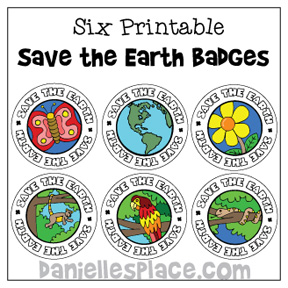 six printable save the earth badges
