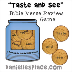 "Taste and See that the Lord is Good" Cookie Bible Verse review game for Children's Ministry from www.daniellesplace.com