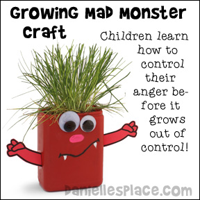 Growing Mad Monster Craft - Children use this monster to redirect their anger before it grows out of control.  www.daniellesplace.com