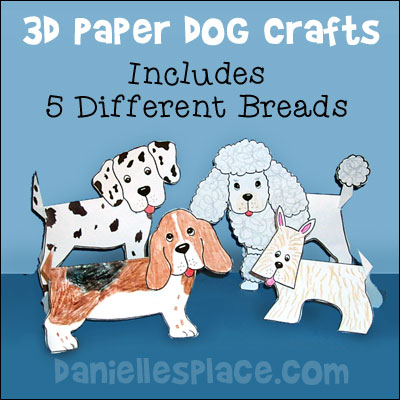 3D Folded Paper Dog Crafts - Includes 5 different Breads from www.daniellesplace.com