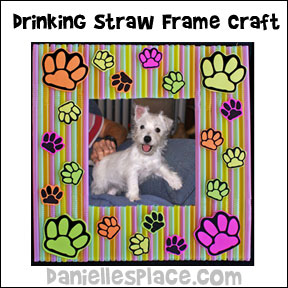Paw Print Drinking Straw Frame Craft for Kids from www.daniellesplace.com