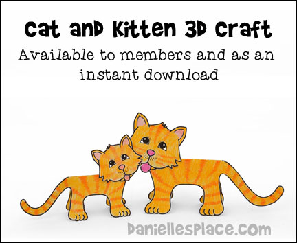 Cat and Kitten 3D Paper Craft for Children from www.daniellesplace.com