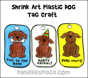 Shrink Art Dog Tab Craft for children