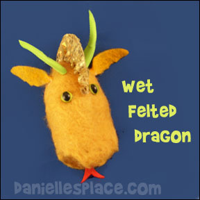Wet Felted Dragon Pin Craft for Children from www.daniellesplace.com