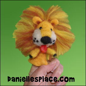 Felted lion puppet