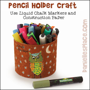 Pencil holder decorated with liquid chalk markers from www.daniellesplace.com