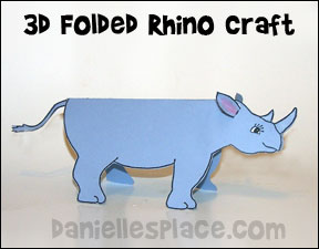 Folded Paper Rhino Craft from www.daniellesplace.com