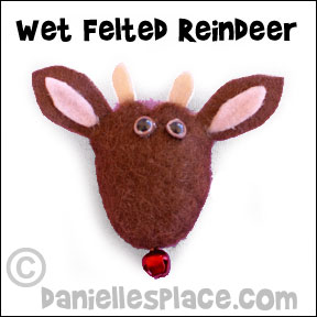 Wet Felted Reindeer Pin Craft for Children from www.daniellesplace.com