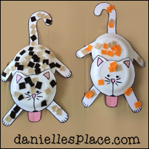Hanging Paper Plate Cat Craft from www.daniellesplace.com