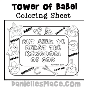 Tower of Babel Coloring Sheet www.daniellesplace.com