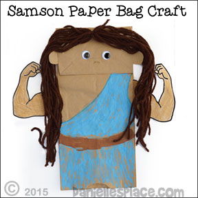 Samson Paper Bag Puppet for Children's Ministry from www.daniellesplace.com