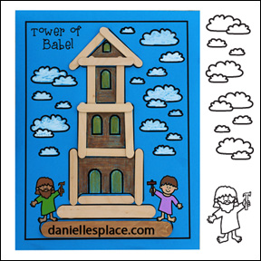 Tower of Babel Crafts Stick Activity  Sheet from www.daniellesplace.com