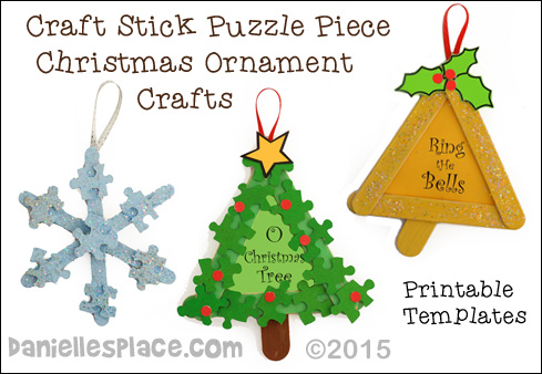 Craft Stick Puzzle Piece Crafts for Christmas from www.daniellesplace.com