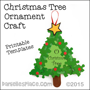 "O Christmas Tree" Craft Stick and Puzzle Piece Christmas Tree Ornament from www.daniellesplace.com