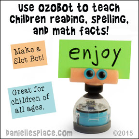 Use Ozobot to teach children reading, spelling, and math facts - Make a slot bot to hold cards for review find out how on www.daniellesplace.com
