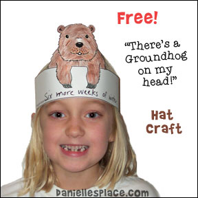 Groundhog Craft for Kids - "There's a groundhog on my head!"free  Groundhog hat craft for children from www.daniellesplace.com