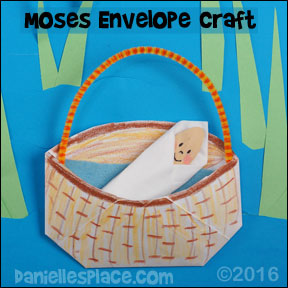 Baby Moses in an Envelope Basket Craft (Closeup) from www.daniellesplace.com
