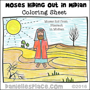 Moses in Midian desert coloring sheet