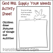 God will supply all your needs Activity Sheet from www.daniellesplace.com