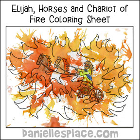 Elijah, Chariots and Horses of Fire Bible Activity and Coloring Sheet from www.daniellesplace.com