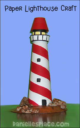 Paper Lighthouse Craft from www.daniellesplace.com