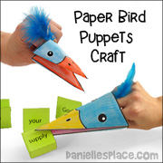 Bird Hand Puppet Craft from www.daniellesplace.com