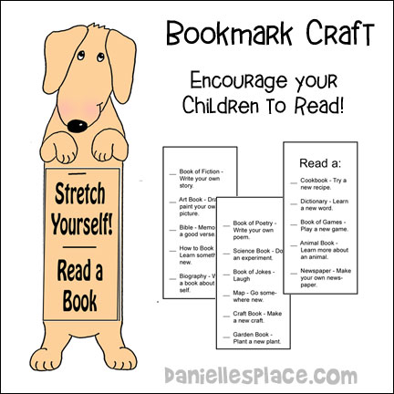 "Stretch Yourself" Dog Bookmark Crafts and Reading Incentive from www.daniellesplace.com