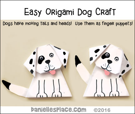 Easy Origami Dog for kids - adorable. Turn them into your favorite breed. Use them as puppets to act out your favorite dog story